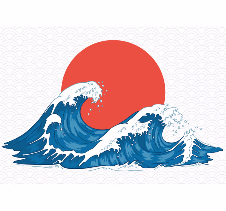 Murais de Parede Onda japonesa vintage água do mar - TenStickers