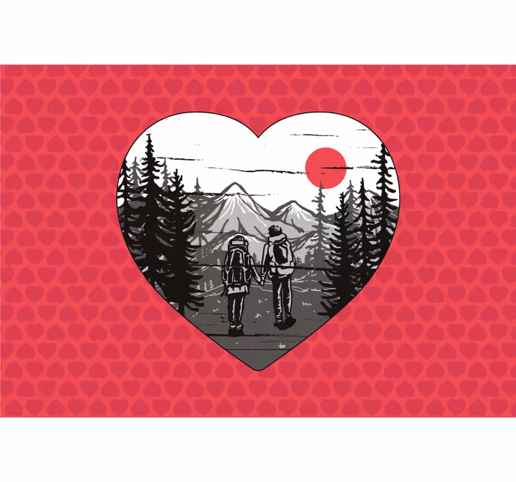 Mural de parede amor aventura do coração na montanha - TenStickers