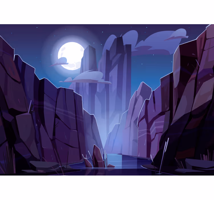 Fotomurais de paisagens paisagem rochosa iluminada pela lua - TenStickers