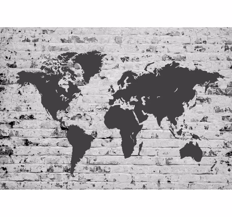 Fotomural Mapa mundial de tijolo branco - TenStickers