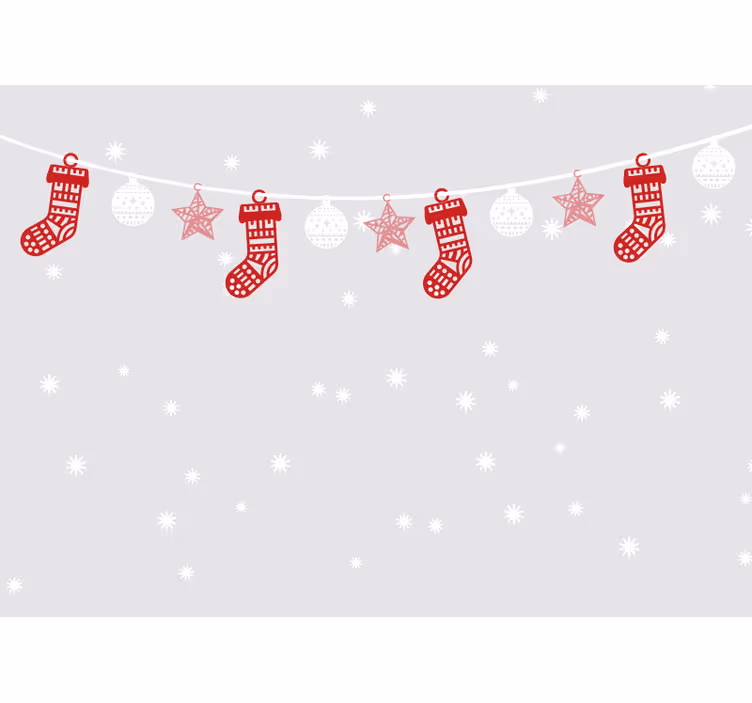 Mural de parede Natal guirlandas de meias festivas - TenStickers