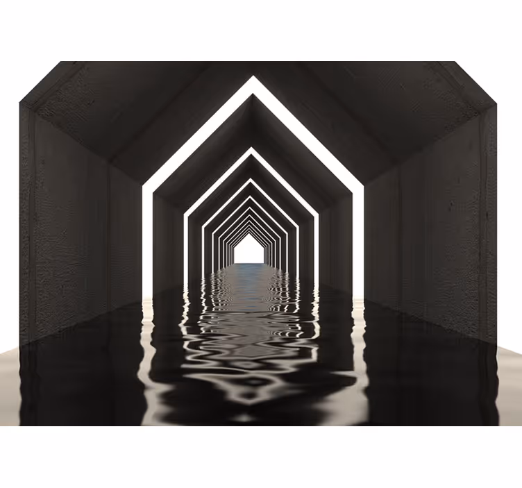 Murais de Parede 3D perspectiva do túnel reflexivo - TenStickers