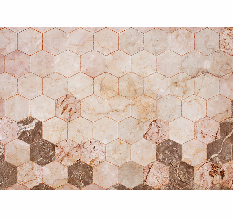Mural de parede pedra padrão de mármore hexagonal - TenStickers
