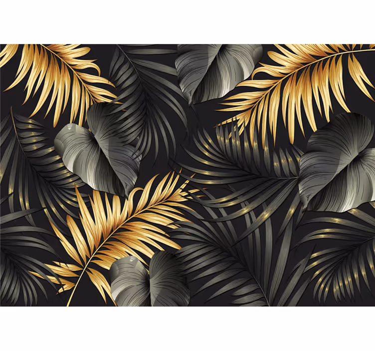 Murais de Parede 3D Efeito 3d de plantas douradas - TenStickers
