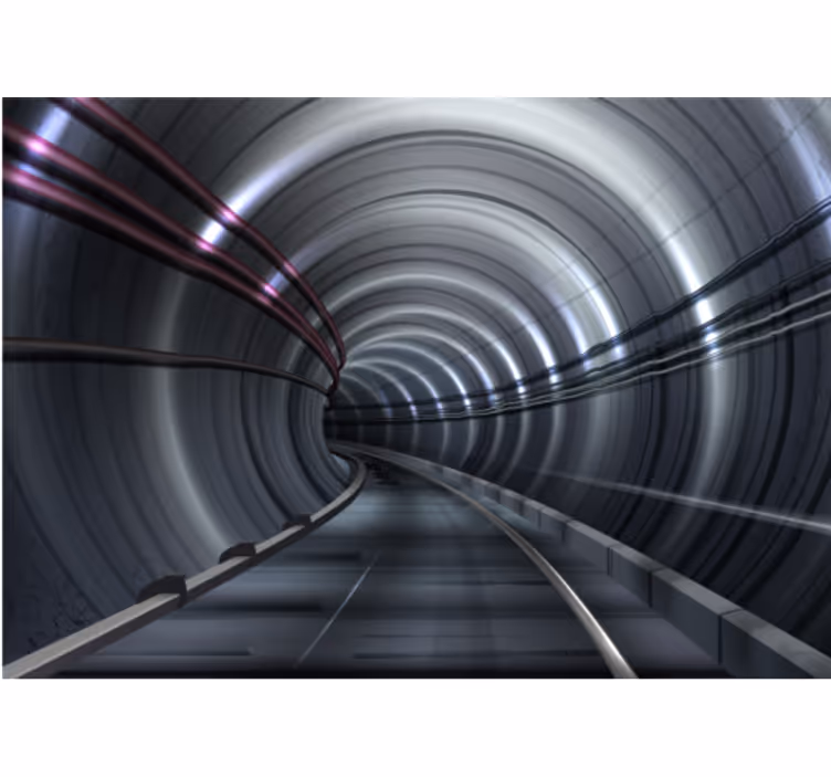 Mural de parede veículos túnel de metrô futurista - TenStickers