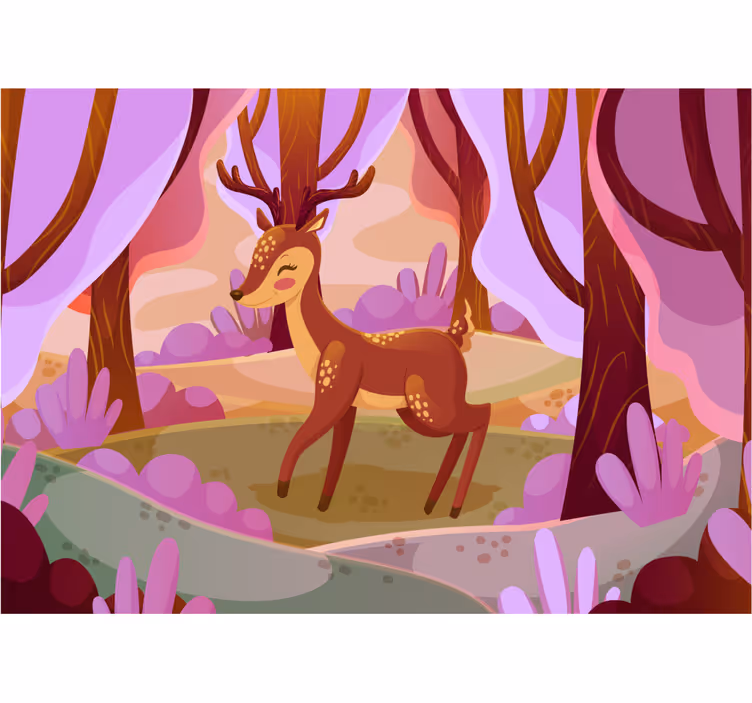 Mural de parede animais veado encantador da floresta - TenStickers