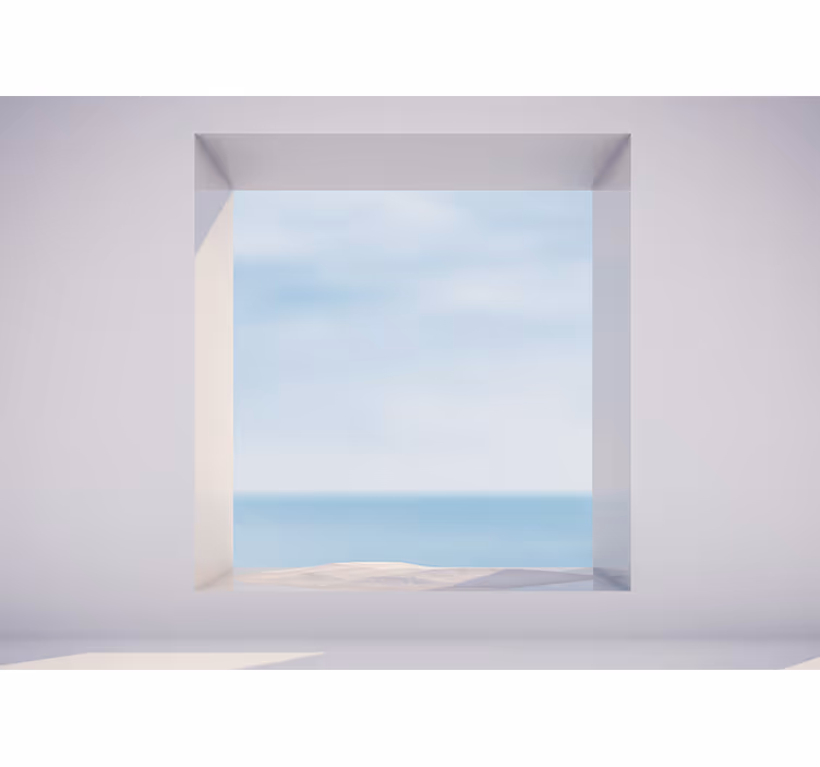 Murais de Parede 3D Janela do telhado vista para o mar - TenStickers