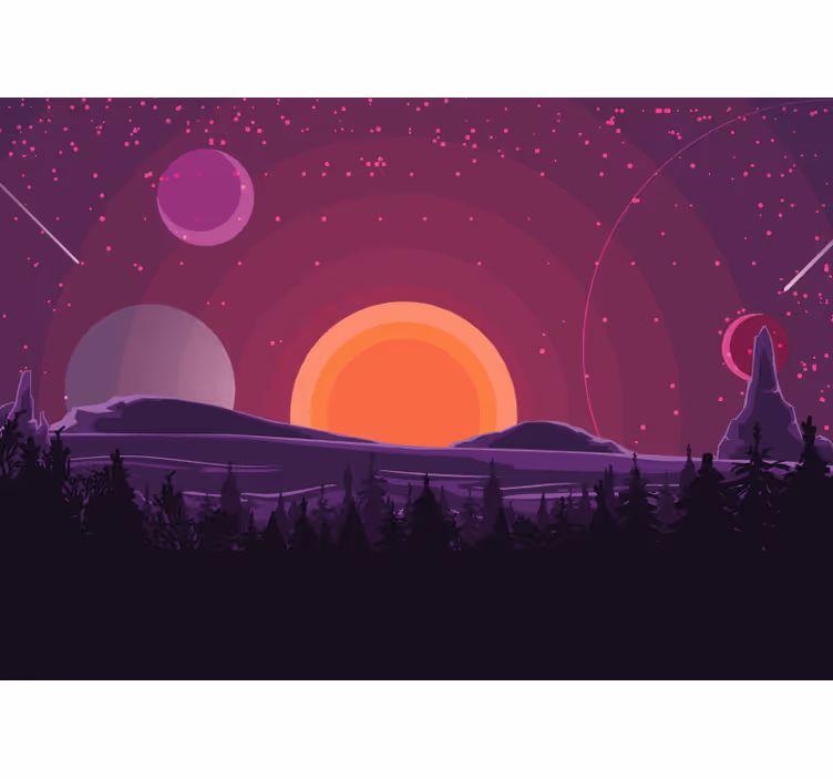 Mural de parede espaço cena do pôr do sol celestial - TenStickers