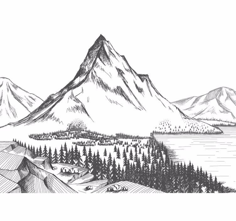 Mural de parede montanha grande paisagem montanhosa - TenStickers