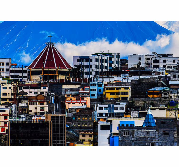 Fotomurais cidades e países paisagem urbana com vulcão - TenStickers