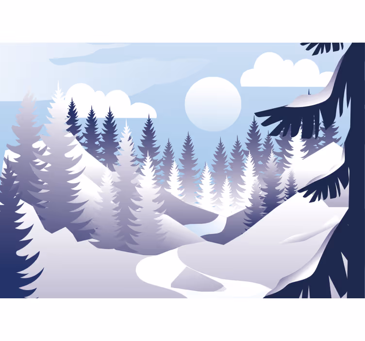 Fotomurais de paisagens cena de floresta de inverno - TenStickers