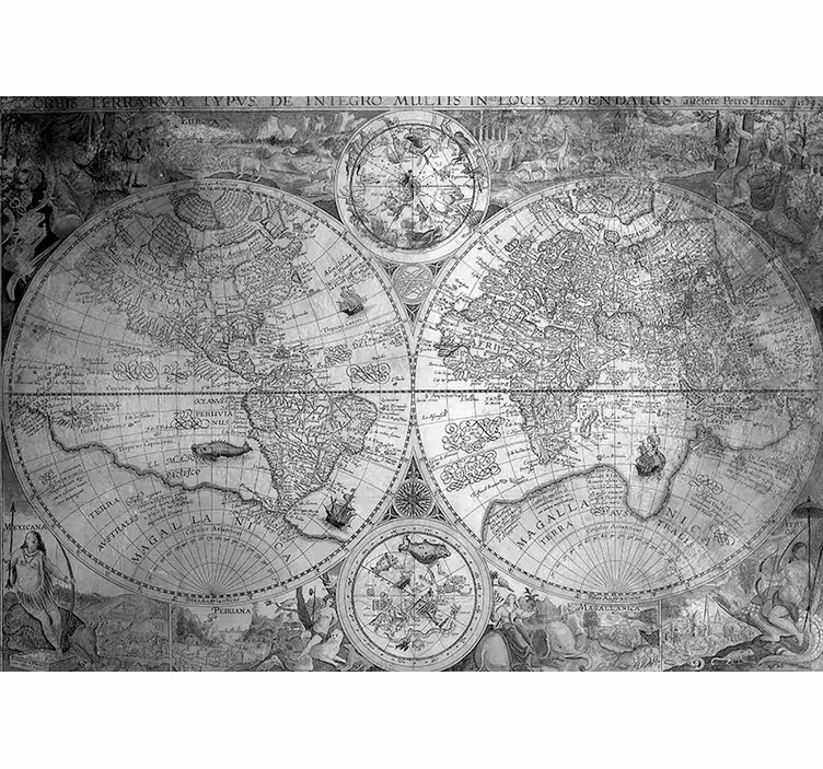 Mural de parede mapa mundial mapa histórico detalhado - TenStickers