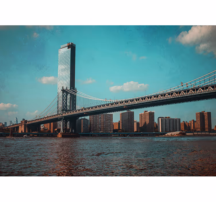 Mural de parede Nova York perspectiva da ponte do brooklyn - TenStickers