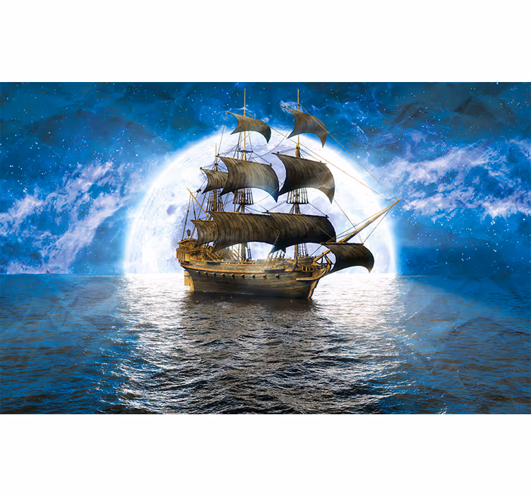 Murais de parede do navio pirata no mar para crianças - TenStickers