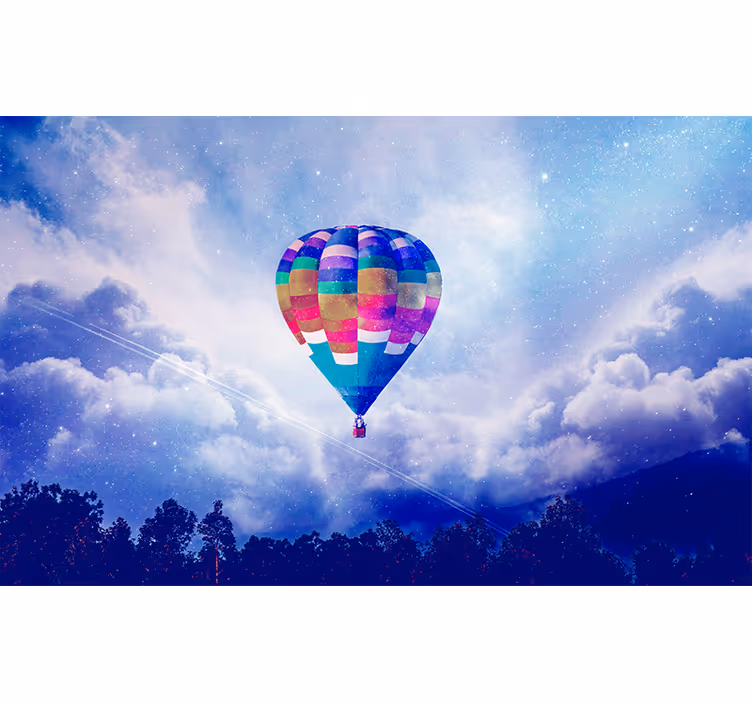Mural de parede céu balão de ar quente colorido - TenStickers