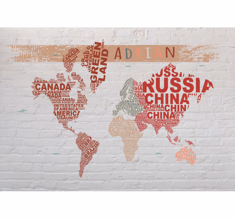 Mural de parede mapa mundial nomes de mapas do mundo - TenStickers