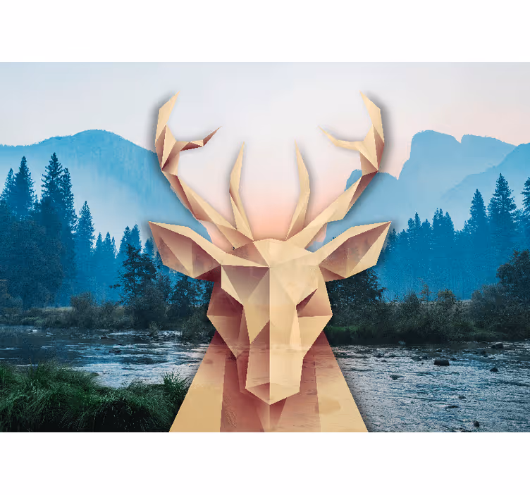 Mural de parede animais retrato geométrico de veado - TenStickers