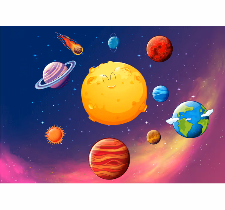 Mural de parede fantasía personagens do planeta feliz - TenStickers