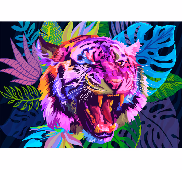 Murais de Parede 3D Tigre 3d na galáxia - TenStickers