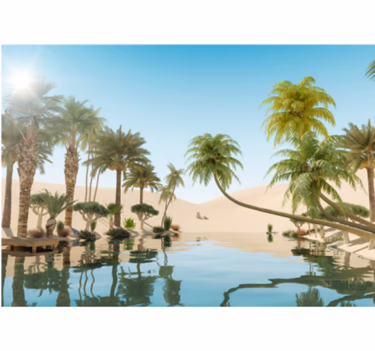 Mural de parede desertos paisagem exuberante de oásis - TenStickers