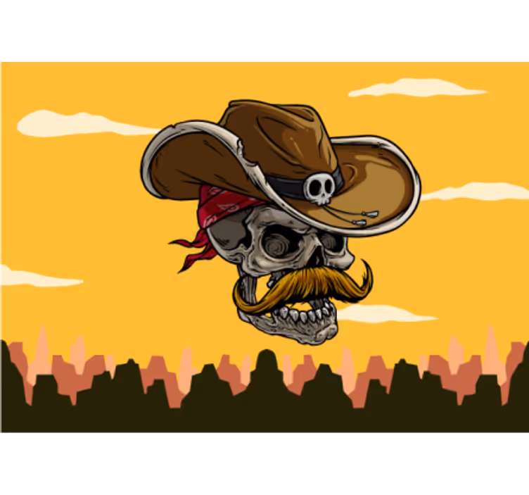 Mural de parede de arte urbana design de caveira de cowboy - TenStickers