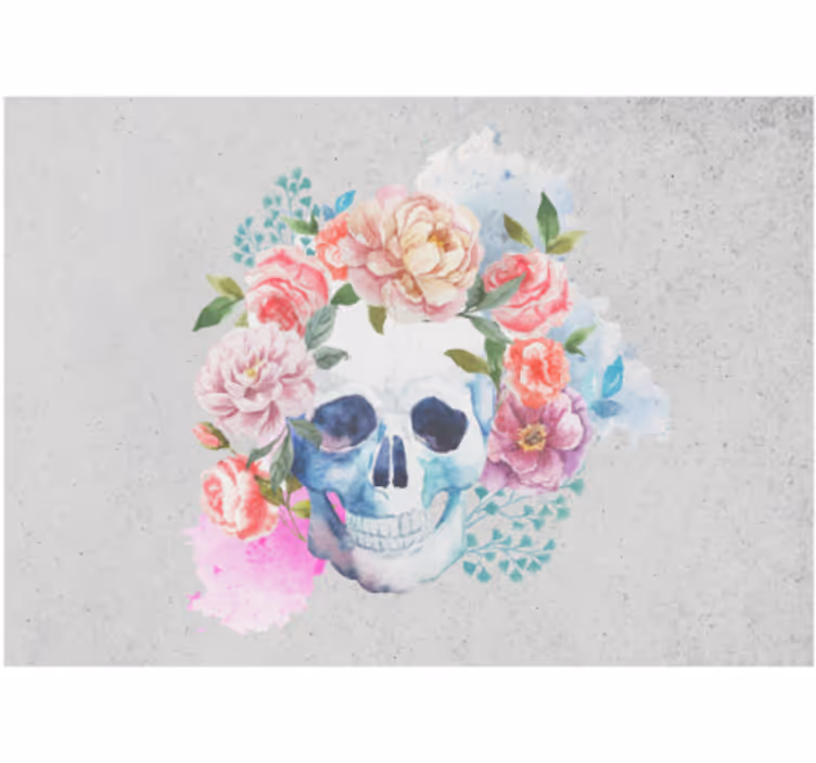 Mural de parede animais arte de caveira floral - TenStickers