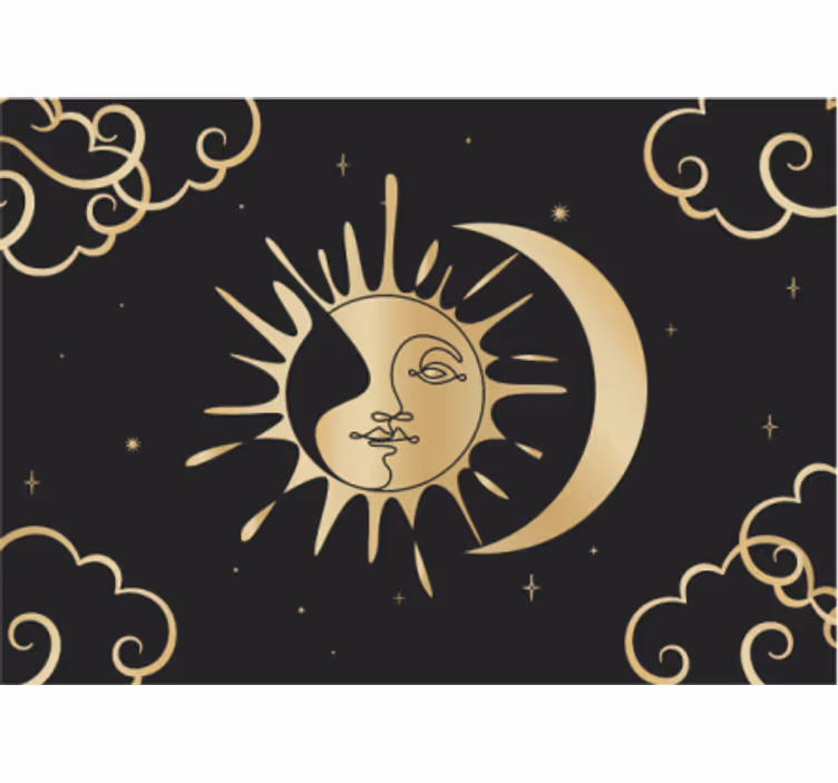 fotomural de parede de fantasia com motivos solares e lu - TenStickers