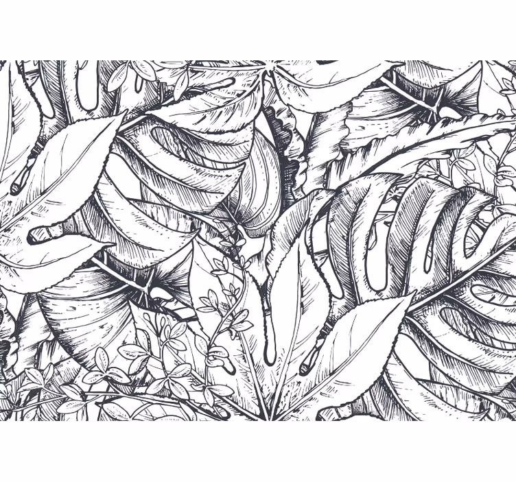 Mural de parede natureza ilustração botânica frondosa - TenStickers