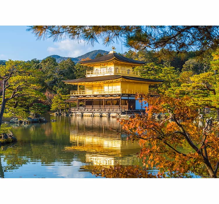 Fotomurais de paisagens reflexo do pavilhão dourado - TenStickers