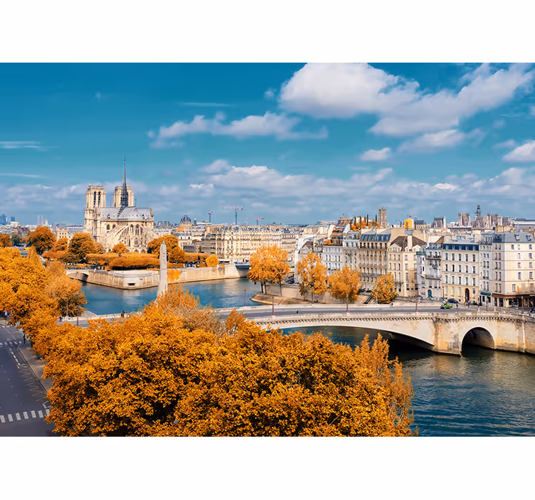 Mural de parede paris vista de outono da notre dame - TenStickers