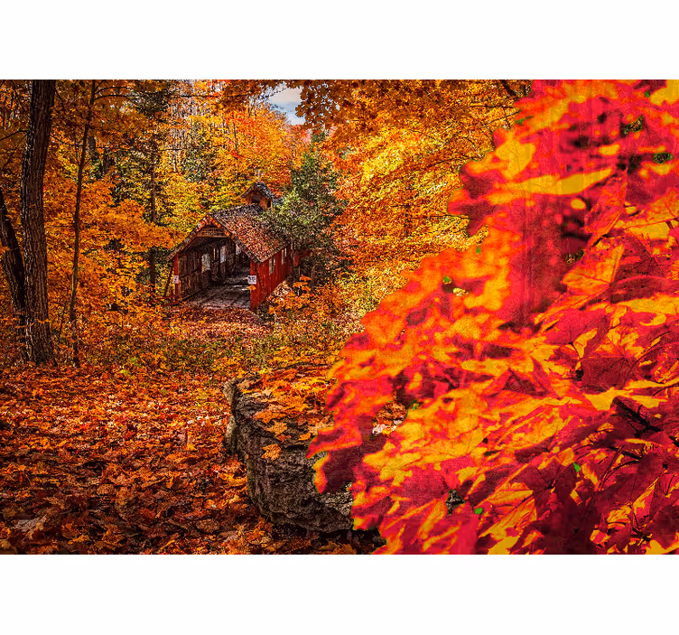 Fotomurais de paisagens paisagem de cottage no outono - TenStickers