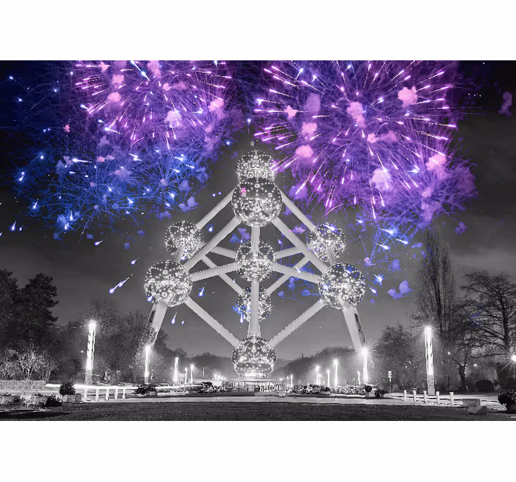 Fotomurais cidades e países exibição de fogos atomium - TenStickers