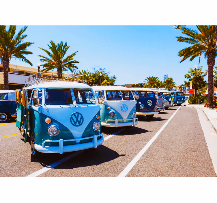 Mural de parede veículos vans clássicas volkswagen - TenStickers