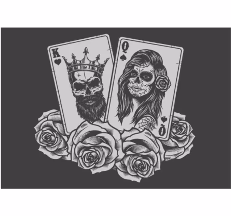 Mural de parede arte cartas de baralho de caveira - TenStickers