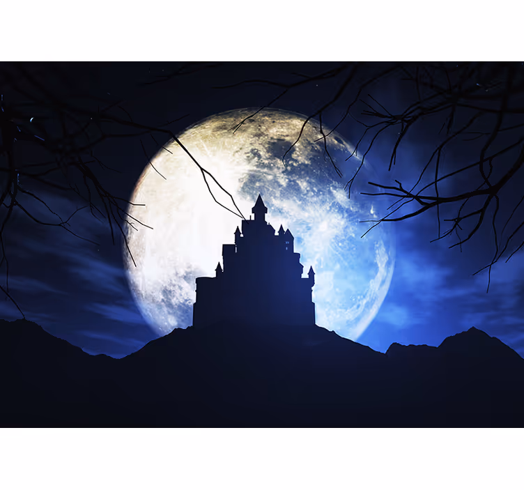 Mural de parede fantasía castelo iluminado pela lua - TenStickers