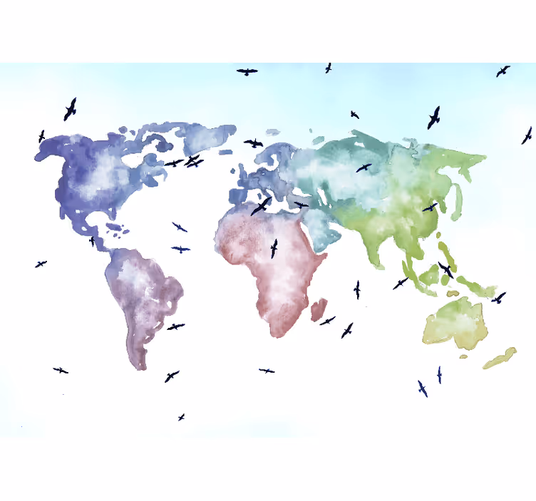 Mapa-múndi pássaro bebê fotomural - TenStickers