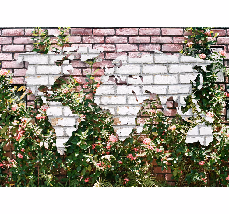Mural de parede mapa mundial mapa mundial florido - TenStickers