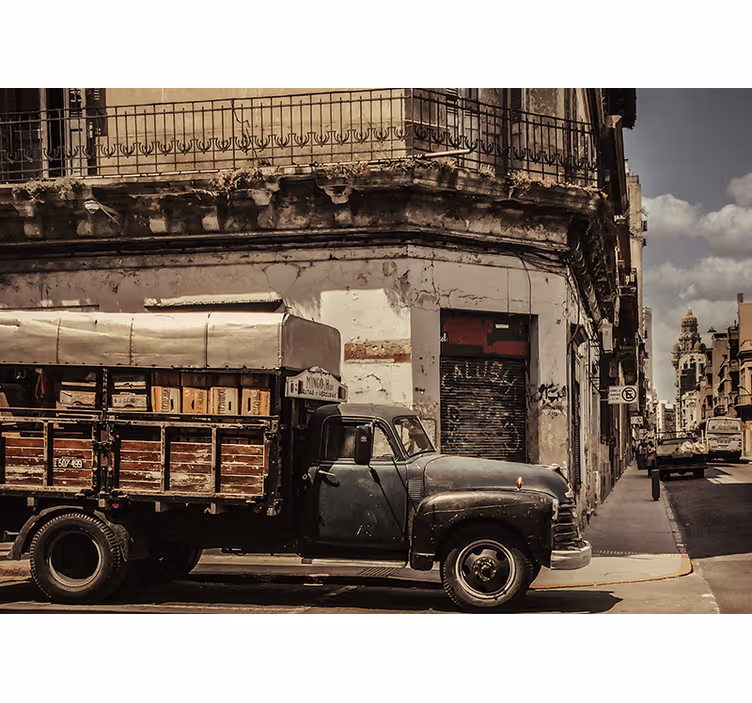 Fotomurais cidades e países caminho do caminhão vintage - TenStickers