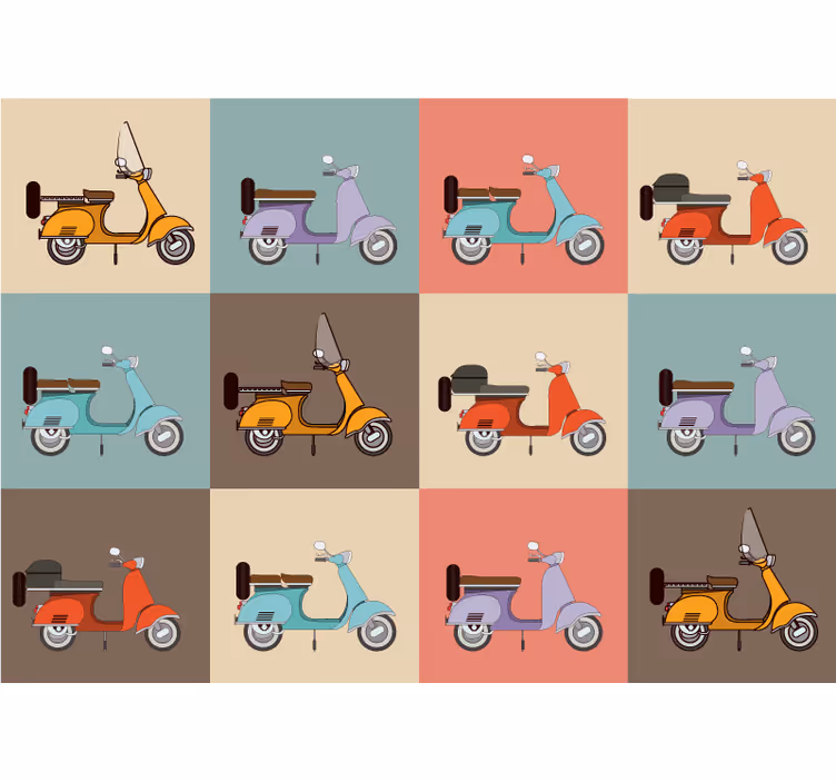 fotomural de parede de motor vintage colorido com padrão - TenStickers