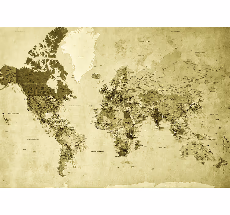 Mural de parede mapa mundial mapa do globo retrô - TenStickers