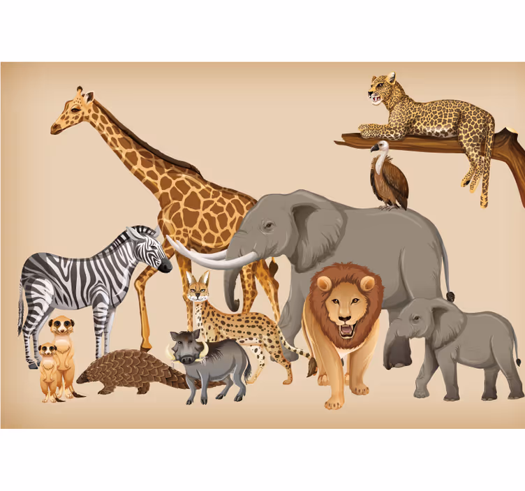 Mural de parede animais coleção de vida selvagem da savana - TenStickers
