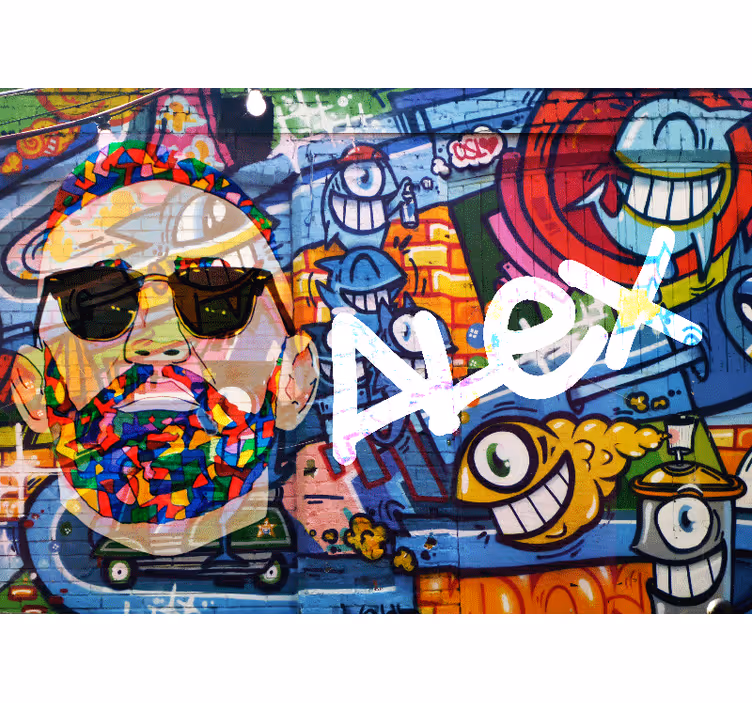 Mural de parede de arte urbana retrato urbano colorido - TenStickers