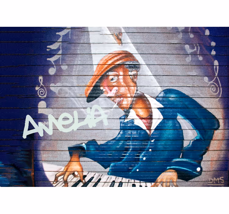 Mural de parede de arte urbana músico com chapéu - TenStickers