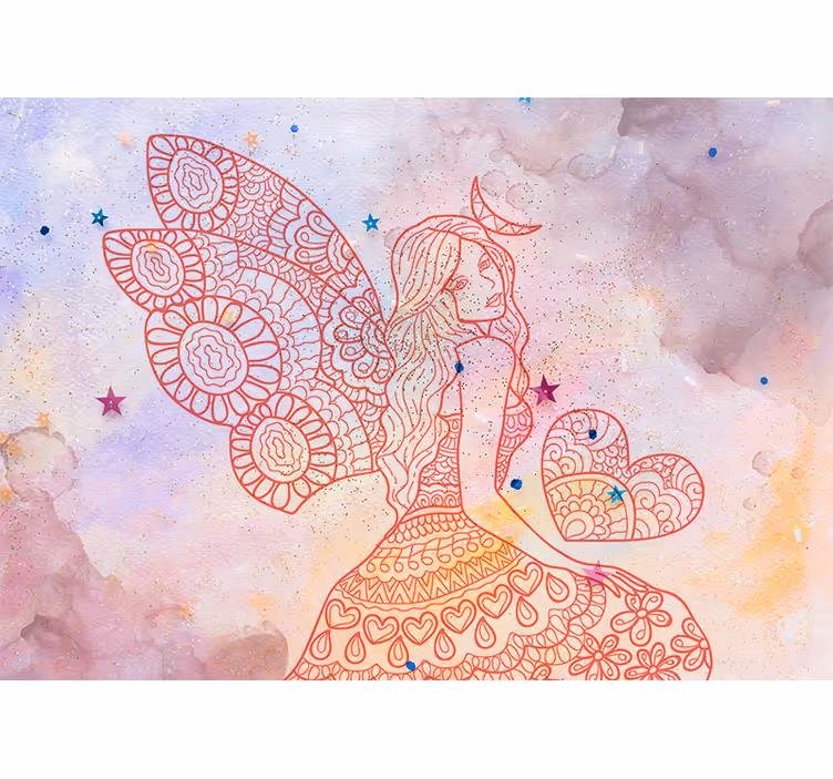 fotomural de parede de fantasia de fada rosa - TenStickers