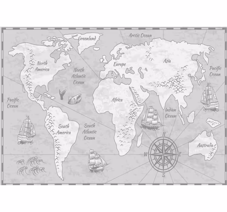 fotomural de mapa mundial de localização de tesouro pira - TenStickers