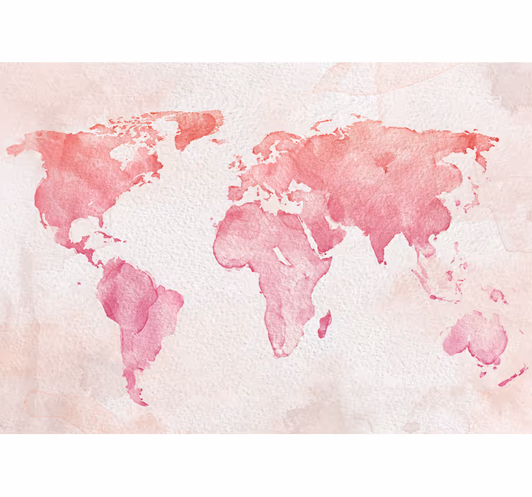 fotomural de mapa-múndi em rosa neutro - TenStickers