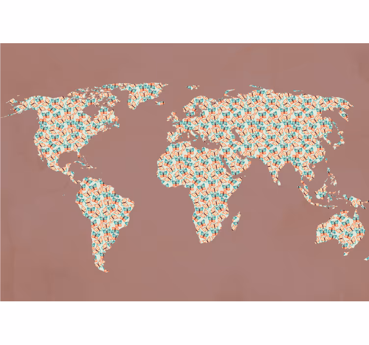 Mural de parede mapa mundial padrão de mapa mundial - TenStickers