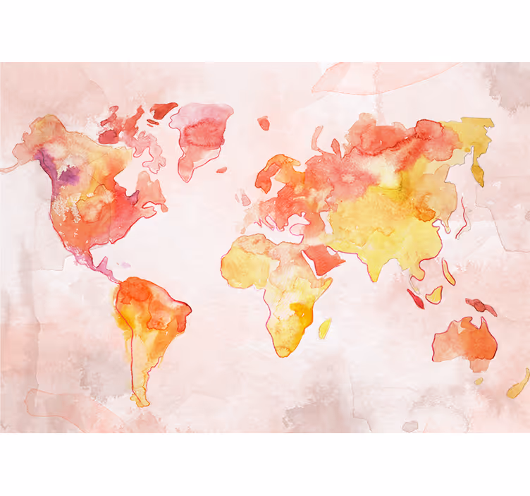 Mural de parede mapa mundial em aquarela - TenStickers