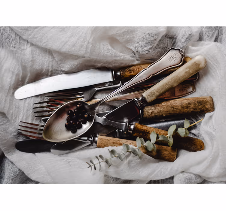 Mural de parede cozinha conjunto de utensílios vintage - TenStickers