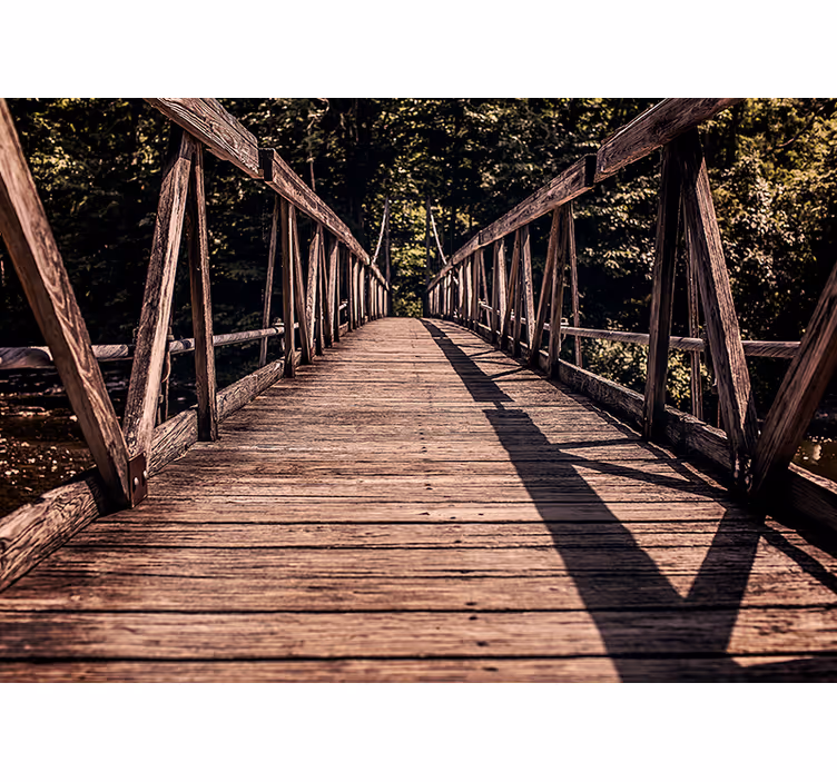 Fotomurais de paisagens passarela de ponte de madeira - TenStickers